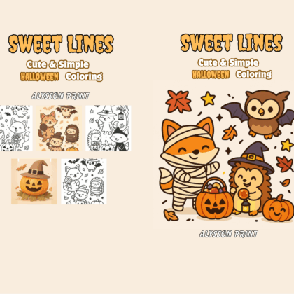 sweet lines halloween cute simple coloring libro da colorare
