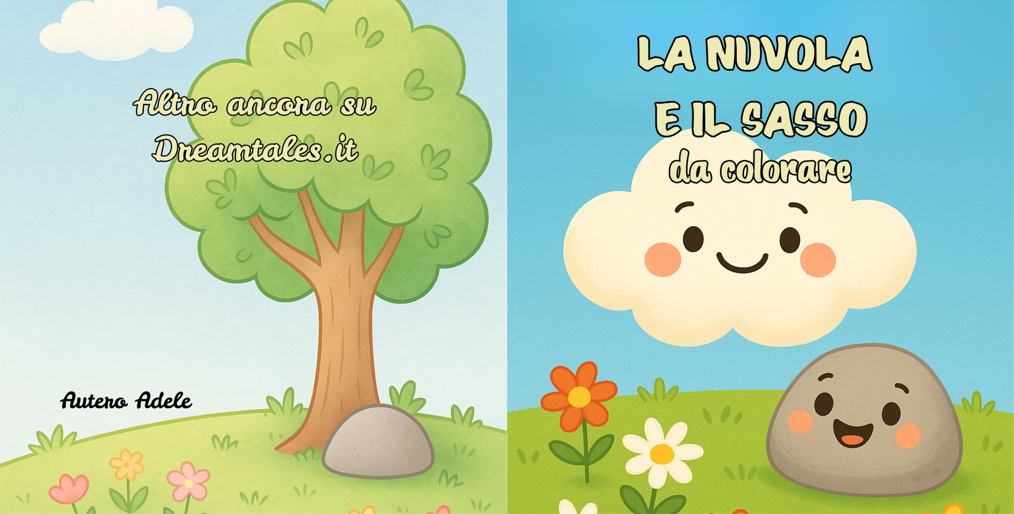 La nuvola e il sasso da colorare